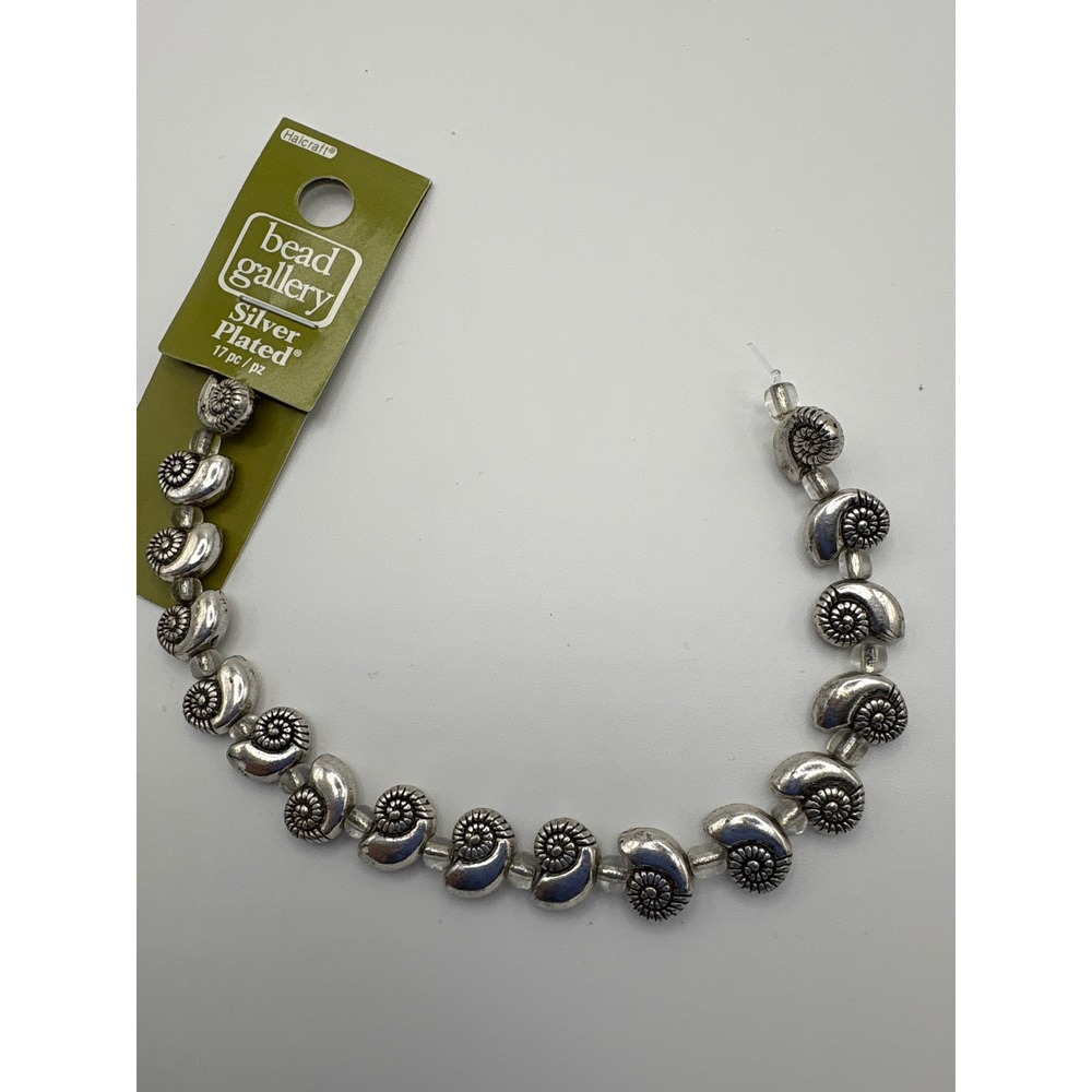 Bead Gallery Silver Plated Conch Shell Beads 17pc Nautical Jewelry Making 82618